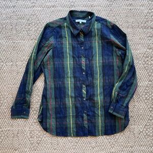 Foxcroft Germaine Plaid Crinkle Buffalo Long‎ Sleeve Button Down Size 16 Holiday